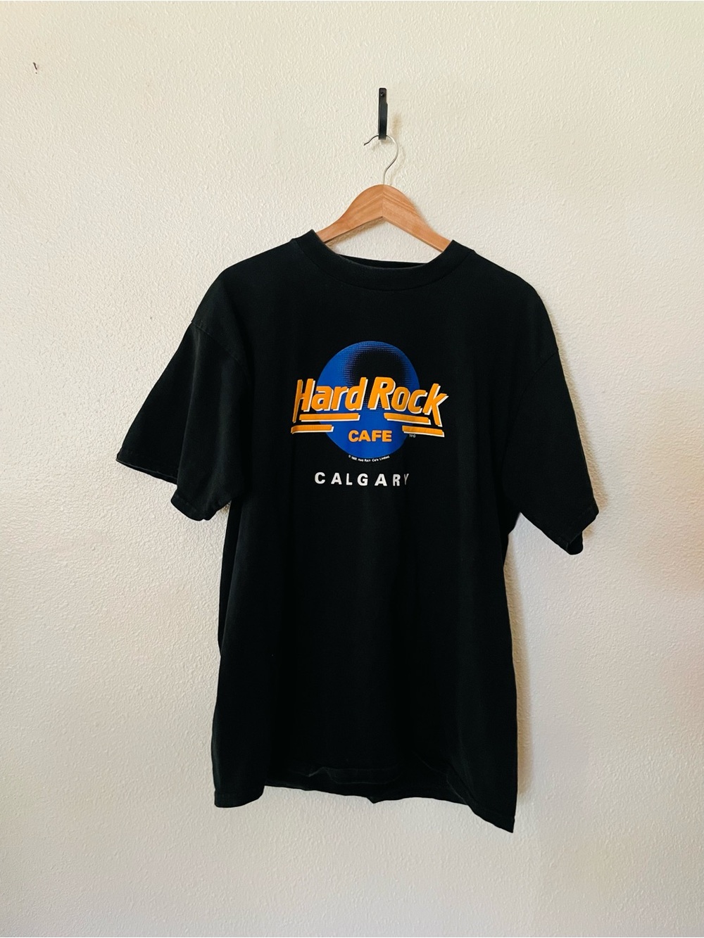 Vintage Hard Rock Cafe Black Tee 1989 Calgary Canada 100% Cotton Size XL